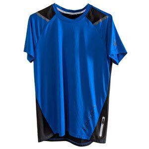 Spyder Active Men's Color Block Sport Top Small, Blue Black with Gray Accents